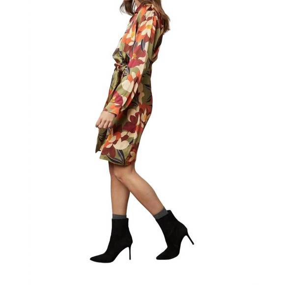 NEW VELVET BY GRAHAM & SPENCER janey printed satin dress in hydrangea - Picture 4 of 5